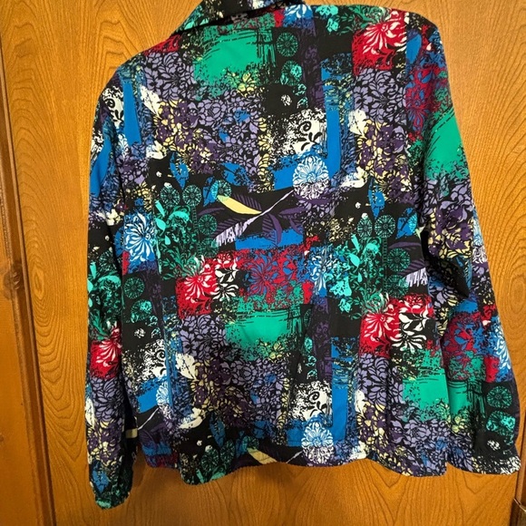 Vintage Koret retro Electric Blue & Green Jogging Jacket with Artistic Pattern - Picture 2 of 3